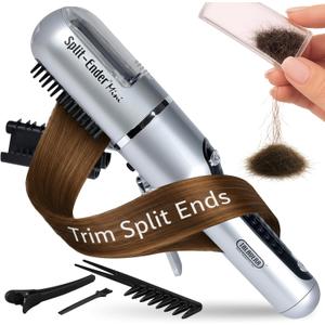 Split-Ender Mini  Original Cordless Split End Hair Trimmer for Dry, Damaged, Brittle, Frizzy, Curly or Straight Hair 3 AAA Battery Operated Hair Clipper for Home Use  Silver
