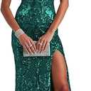 Women's Sparkly Prom Dresses 2025 Long Spaghetti Strap Mermaid Evening Gown with Slit Sexy Open Back Formal Bridesmaid Dress 4