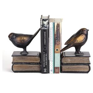 Danya B. DS781 Decorative Rustic Bookshelf Decor - Birds on Books Bookend Set - Bronze