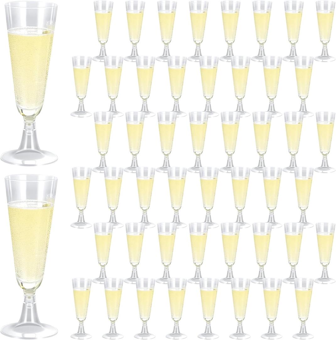 50Pack 4.5oz Plastic Champagne Flutes  Elegant Disposable Toasting Glasses for Weddings, Parties & Celebrations  Shatterproof & BPA-Free