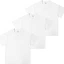 Heavyweight Cotton T-Shirts for Men Women Unisex Short Sleeve Tees Crewneck Tops Loose Casual (White, L)