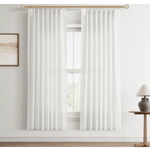 Aersas Natural Pinch Pleat Linen Curtains 84 Inch Length 2 Panels Set for Bedroom Dining Room Semi Sheer Linen Boho Farmhouse Neutral Window Curtains 84 Inches Long for Living Room Nursery 60x84