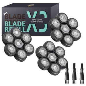 Bald Head Shaver Replacement Blades for Head Shaver, Premium 7 Blades Shaver Replacement Heads for Universal Head Shavers and Freedom Bald Men Grooming, 3 Cleaning Brush, 3 Pack