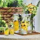 4 x NETANY Set of 4 Glass Carafe with Lid, 1 Liter Beverage Serveware Carafe, Clear Glass Pitcher for Mimosa Bar, Brunch, Cold Water, Juice, Milk, Iced Tea, Lemonade