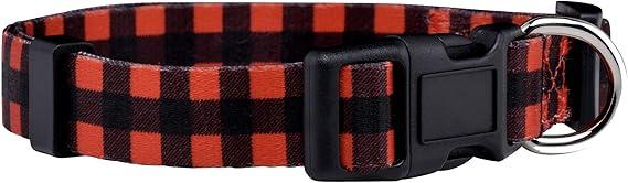 Native Pup Plaid Dog Collar, Red Lumberjack, Tartan, Blue, Pink Adjustable for Large, Small Dogs (Red, Medium), 2 Pack, 12-21 (30-53 cm)