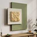 Cuspin Large 3D Wood Green Wall Art for Living Room, Modern Minimalist Sage Green Textured Wall Decor, Abstract Geometric Natural Wooden Block Artwork for Bedroom Dining Room Hallway Home Office, 36"L x 30"W