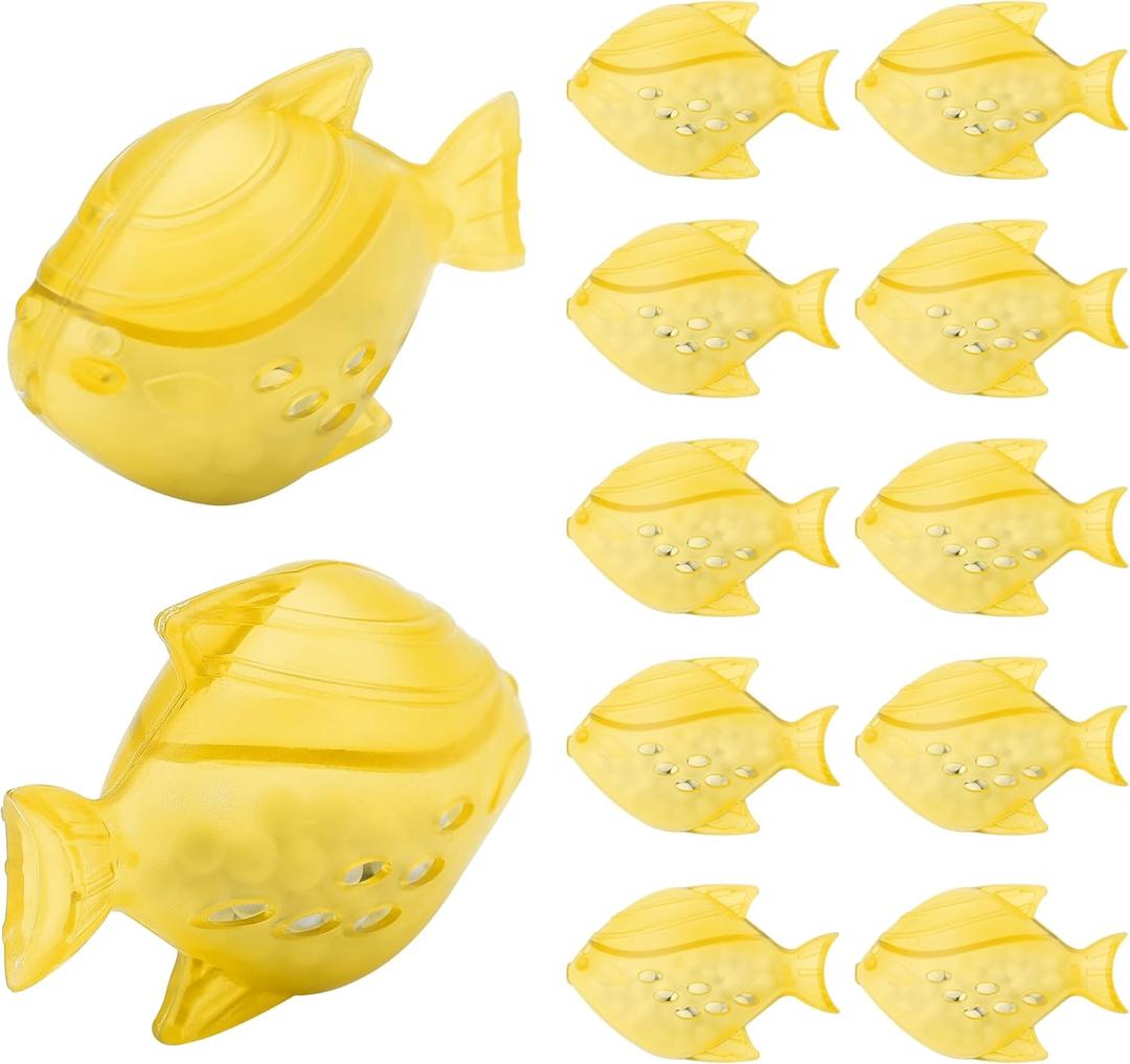 Funmit 12 Pack Universal Humidifier Cleaner Fish Compatible with Almost All Humidifiers and Fish Tanks, Purifies Water, Prevents Hard Water Build-Up, Reduces Scale, Yellow