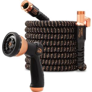 Pocket Hose 75 FT Copper Bullet Expandable Garden Hose w/10 Pattern Thumb Spray Nozzle AS SEEN ON TV 650psi 3/4 in Patented Lead-Free Ultra-Lightweight Solid Copper Anodized Aluminum