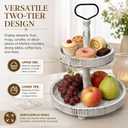 2-Tiered Round Wooden Tray Stand, Rustic Farmhouse Tiered Serving Tray for Home Decor Kitchen & Coffee Bar Centerpiece, Vintage White Wood 2-Tier Display Stand for Desserts, Cupcakes and More (White)