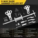 9-Way 2/3 Jaw Bearing Hub Gear Seal Remover Tool, 19pc Heavy Duty Slide Hammer Puller Kit