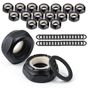 16 PCS Skateboards Washers Skateboard Truck Nuts Roller Skate Washers Skate Truck Hardwares Skateboard-Truck Hardware Longboard Accessories for Longboard (Black)