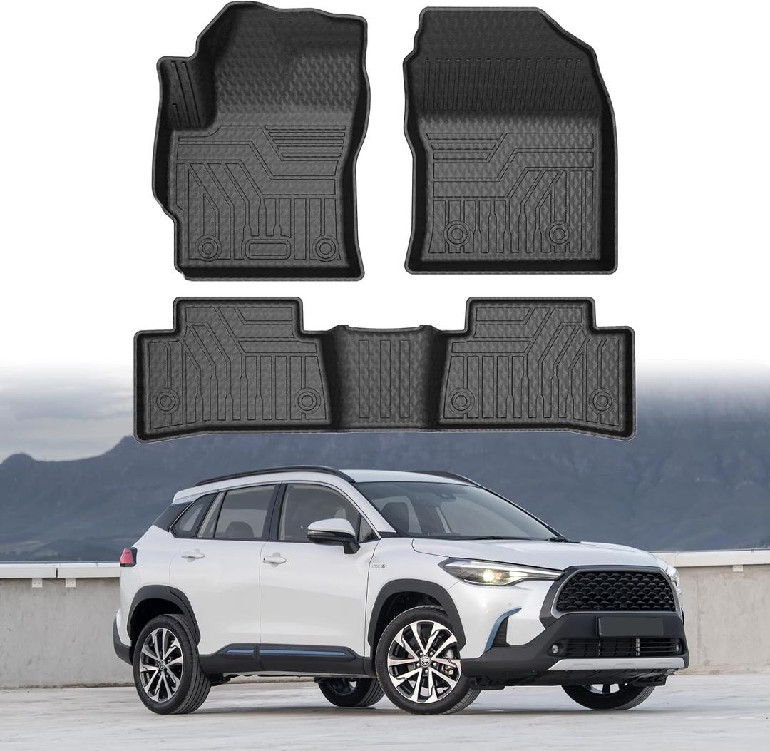 Mixsuper Floor mat for Toyota Corolla Cross 2022-2026 Gas (Not Fit Toyota Corolla),All Weather TPE Rubber Floor Liners Protection for Corolla Cross Accessories,2 Row Anti-Slip Car Mats, Black