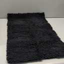 Chenille Bath Rugs, Machine Washable Non Slip Toilet Rug, Thickened Soft Water Absorbent Bath Mat Carpet for Bathroom Shower (32" x 20", Black)