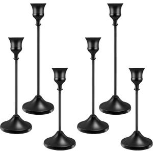 Candlestick Holders 6 PCS Metal Taper Candle Holders, KSWING Black Candle Stick Holders Set, Perfect for Table Centerpiece Mantel Party Wedding Christmas Home Decor, Set of 6