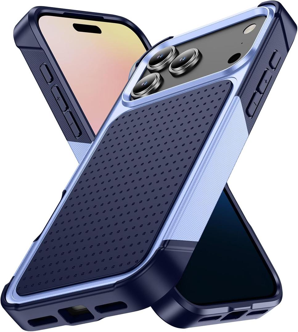Compatible for iPhone 17 Pro Case 2025 6.3" Slim Matte TPU + PC Protective Shockproof Anti-Scratch Plastic Hard Cover Millitary-Grade for iPhone 17 Pro Phone Case Purple Blue