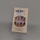 Red French Tip Press on Nails Almond - Medium Flower Fake Nails with 3D Crystal Diamond Designs, Glossy Finished Reusable False Nails with Glue Tabs - 24Pcs Nail Kit for Women Manicure