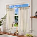 jinchan Pinch Pleated Linen Blend Curtains 45 Inch 2 Panels Light Filtering Modern Farmhouse Back Tab Drapes for Kitchen Bathroom Beige