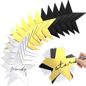 80 Pieces Stars Cutouts Double Printed Paper Star Decorations Glitter Star Confetti Cutouts Cardboard Stars for Bulletin Board Classroom Wall Party Decoration Supply, 6 Inches(Gold, Silver, Black)