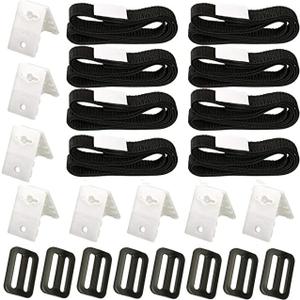 Solar Cover Reel Attachment Kit, Solar Cover Reel Blanket Straps and Clips for Universal Inground Swimming Pool - Including 8 Adhesive Nylon Straps & Tabs, 8 Cord Plates, 8 Buckles