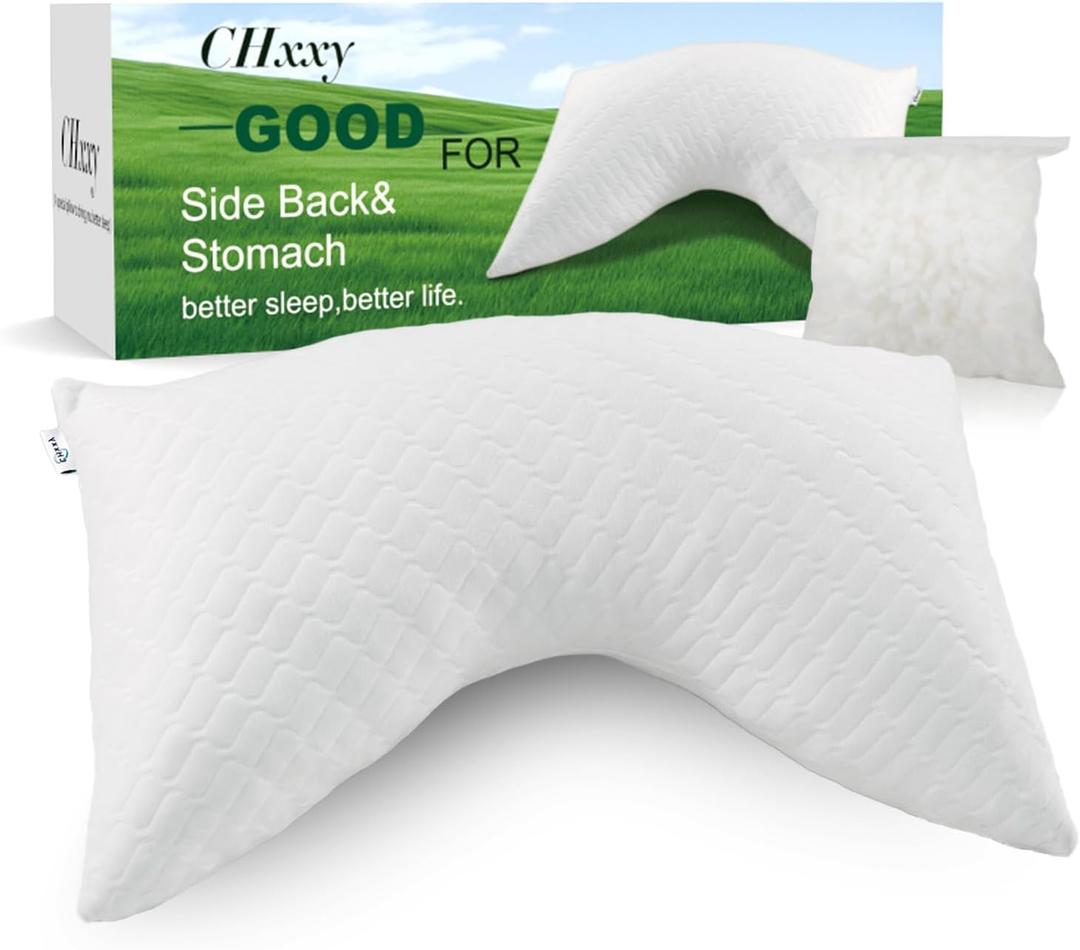 Side Sleeper Pillow for Neck and Shoulder Reilef, Ergonomic Design Medium Firm Pillow, Queen Size Bed Pillows for Sleeping, Cross Cut Memory Foam Pillows for Back, Stomach and Side Sleepers (White)