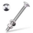 5/16-18 x 3" Carriage Bolts Kits, Grade A2-70, 304 Stainless Steel Carriage Screws with Hex Nuts and Washers, Round Head Square Neck, Coarse Thread, 8 Sets