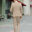 Mens Suit Slim Fit 3 Piece Double Breasted Suit Men Formal Tuxedo Set Casual Wedding Prom Groom Suits (Beige, M)