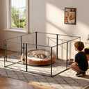 Acrylic Dog playpen Indoor: Clear Puppy Pen for Small Medium Dogs Cats with Metal Frame - 8panels 24inch Tall Transparent pet Fence with Door for Rabbits Guinea Pig