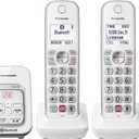 Panasonic Cordless Phone with Answering Machine, Link2Cell Bluetooth Home Phones, Voice Assistant and Advanced Call Blocking, Expandable System with 4 Handsets - KX-TGD864W (White)