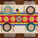 Linen Christmas Nativity Scene Table Runner Oh Holy Night Nacimientos De Navidad Decor Birth of Jesus Christmas Religious Manger Scene Decorations and Supplies 13x72 Inch