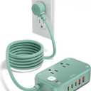 Power Strip with USB C - 40W Charging Station with 2 Outlets 3 USB C & 2 USB A - Charger for Multiple Devices, 5Ft Flat Plug Extension Cord for Travel Cruise Ship Office Dorm (Green)