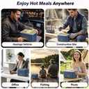 Cordless Electric Lunch Box for Adults, Heated Lunch Box Battery Powered with Automatic Heating, 5.5 Cups Portable Food Warmer with Carry Bag for Work & Travel(Blue)