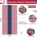 4 Pack 4th of July Tablecloths, 108" x 54" Fourth of July Tablecloth, 250th Anniversay Disposable Tablecloth, Plastic Patriotic Table Cover for Memorial Day Fourth of July Decorations