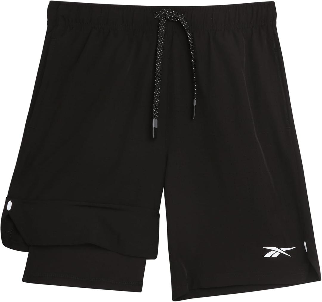 Reebok Boys Athletic Shorts - 1 Pack or 2 Pack Lightweight Performance Mesh Basketball Shorts for Boys with Compression Liner, XL 