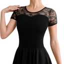 Women's Turtleneck Dance Leotard With Skirt Adult Lace Long Sleeve Ballet Dress (Medium)