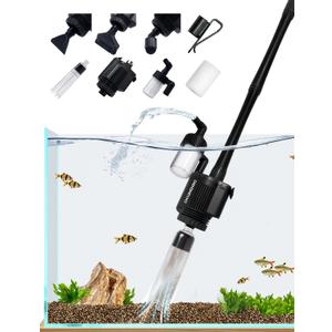 Electric Aquarium Gravel Cleaner [2026 Edition] 6 in 1 Automatic Fish Tank Cleaning Tools Gravel Vacuum for Aquarium Suitable for Change Water Wash Sand (with Filter Cup and Hose Clamp 22W)