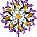 Wind Spinners Outdoor for Yard and Garden, 360 Degrees Metal Wind Sculptures & Spinners, Windmill for Outside Patio Lawn Decor Gifts for Family Friends (Purple+yellow)