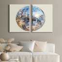 Baccone Disco Ball Wall Art Aesthetic Preppy Canvas Wall Decor Disco Ball Poster Funky Wall Art Trendy Prints Retro Art Girly Pictures for Living Room Bedroom 16x24 Inch Wrapped Canvas Set of 2