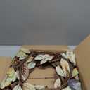 Sggvecsy Fall Wreath 19 Artificial Autumn Front Door Wreath with Wooden Dark Magnolia Leaves Pomegranate Fruits for Indoor Outdoor Home Wall Farmhouse Thanksgiving Harvest Decorations