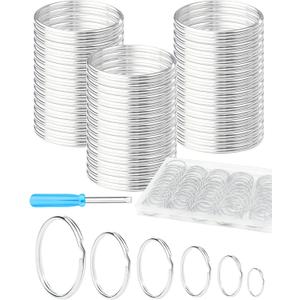 FIVEIZERO 70PCS Split Key Rings,1.5" Heavy Duty Metal Keyrings,Bulk Keychain Rings,Silver Key Ring Accessories for Keychains,Crafts,Car Keys,Pet Collars and DIY Projects
