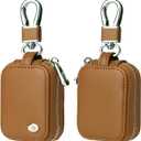 Earbud Case, Headphone Storage Case for AirPods 4/1/2/3/Pro 2, PU Leather Zipper Carrying Pouch Earbuds Bag with Keychain for Wireless Earphones, Wired Headphone & USB Cable - EJB 1 PCS Brown