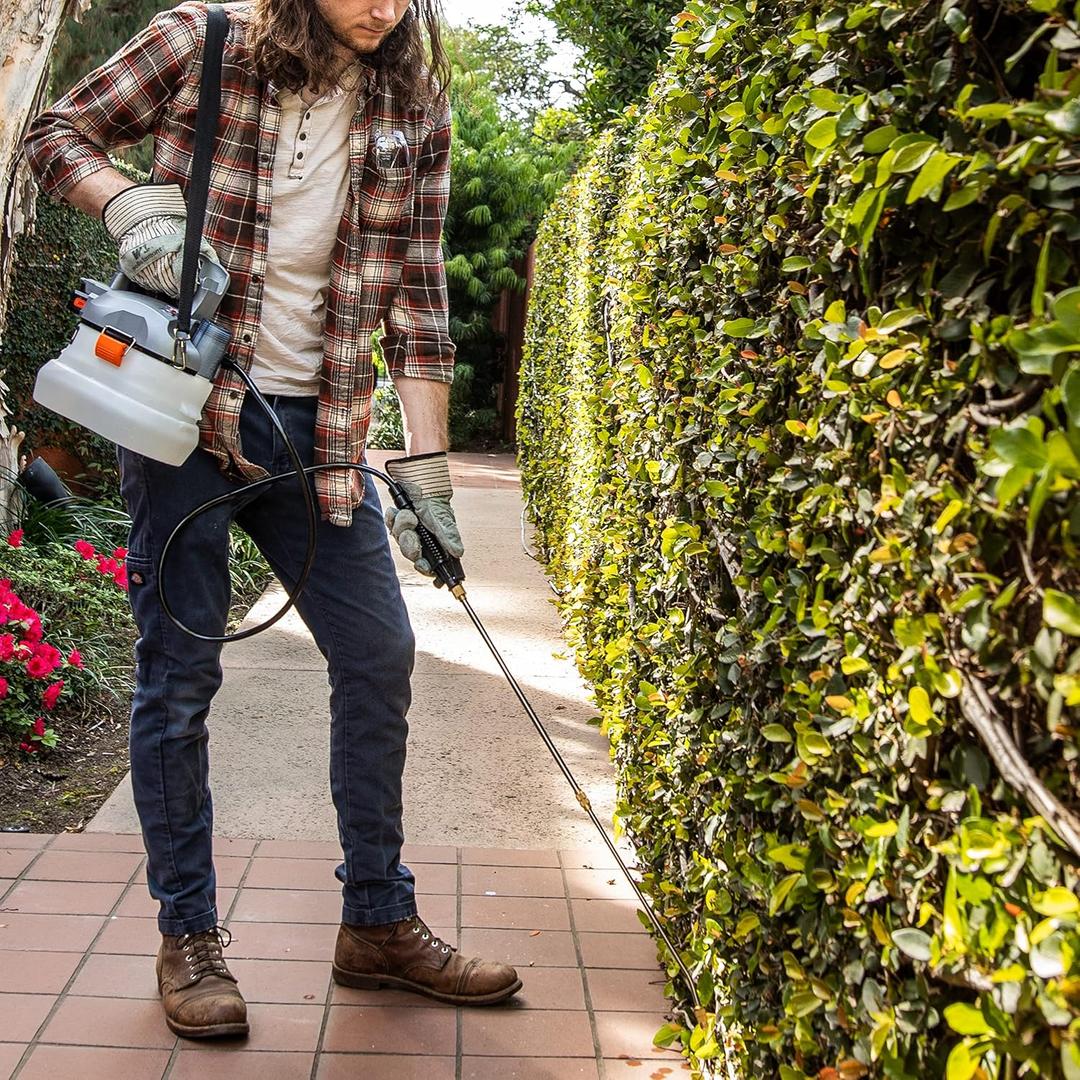 Ukoke UGS02 Cordless Electric Power Garden Sprayer, 1 Gallon Tank Portable Handhel, 45 psi & 0.132 GPM (500ml per min) Grey & White 20V 2A Battery & Charger Included