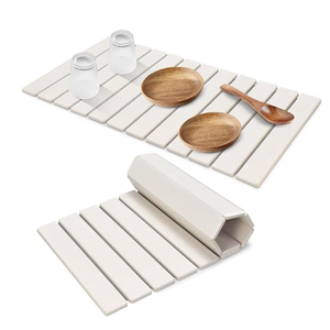 Large Stone Dish Drying Mats for Kitchen Counter, 24"(L)×16"(W), Drying Collapsible Dish Drying Mat, Eco-Friendly Absorbent Diatomaceous Earth Mats for Dishes Bottles Cups - Dark Grey