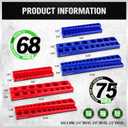 Magnetic Socket Organizer Set, 6PCS Socket Holder, 1/4", 3/8", 1/2" Sockets Holds 143 Pieces Magnetic Sockets Trays (Blue&red, 6 Pcs)