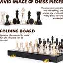 15" Large Chess Set for Adults with Weighted Acrylic Chess Pieces 3.5" King & Portable Folding Marbling Wooden Chess Board Travel Chess Sets Family Board Game Gift – Elegant Classic Chess Game