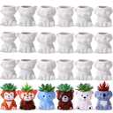Leitee 18 Pcs Paint Your Own Ceramic Pot Bulk 2.95 in Spring Succulent Pots Ready to Paint Small Pot Mini Succulent Planters Pottery Painting for Spring Easter Mother's Day Craft(Cute Animals)