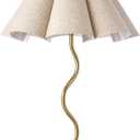 KUNJOULAM Small Table Lamp, Bedside Nightstand Lamp with Umbrella Form Fabric Lampshade, Morden Mini Desk Lamp for Bedroom Home Office Decor (Gold)