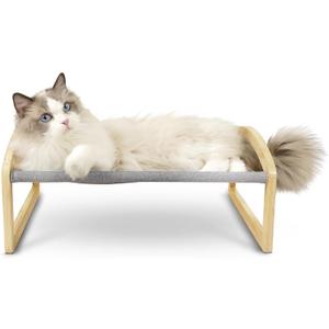 7 Ruby Road Elevated Cat Bed Cot with 2 Washable Covers, Wooden Cat Hammock Bed Chair, Modern Raised Pet Beds & Furniture for Indoor and Large Cats, Kitten, Dog, Puppy and Small Dogs
