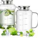 Buaic Glass Pitcher with Lid, 2 PACK 74 oz/2.2L Water Pitcher, Clear Borosilicate Glass Water Carafe for Cold Brew, Coffee, Lemonade, Iced SunTea,Beverage, Heat Resistant Water Glass Jug