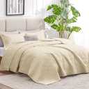 Love's cabin Quilts for Queen Bed Camel Bedspreads Bedding Set - Summer Lightweight Bedspread Comforter - Wave Pattern Bedding Coverlet for All Season - 3 Pieces (1 Quilt, 2 Pillow Shams)