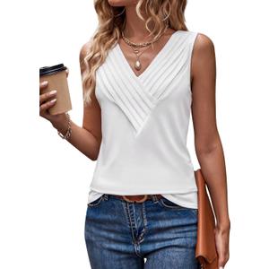 LYHIPSS Womens Summer Tank Tops V Neck Sleeveless Loose Fit Summer Casual T-Shirts Blouses